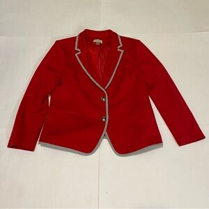 LOFT Red Blazer with Gray Trim